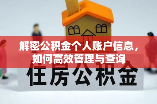 郧西解密公积金个人账户信息，如何高效管理与查询