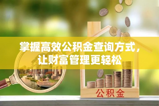 郧西掌握高效公积金查询方式，让财富管理更轻松